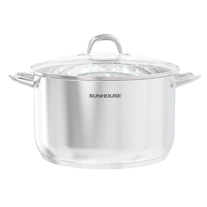 155 QUART STAINLESS STEEL STOCKPOT HEAVYDUTY INDUCTION POT WITH LID AND RIVETED HANDLES IDEAL FOR SOUP SEAFOOD STOCK CANNING AND CATERING FOR LARGE GROUPS AND EVENTS