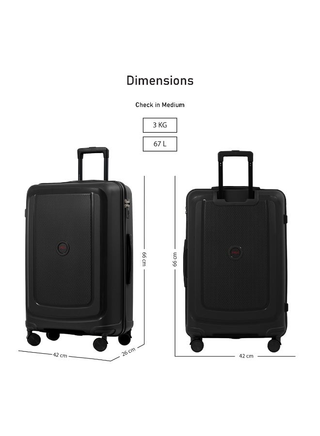 Eagle Express CLIFTON Check-in Travel POLYPROPYLENE Hard Trolley 360° Double Spinner Wheels Secure Lock 24 inch BLACK EDITION - Image 5