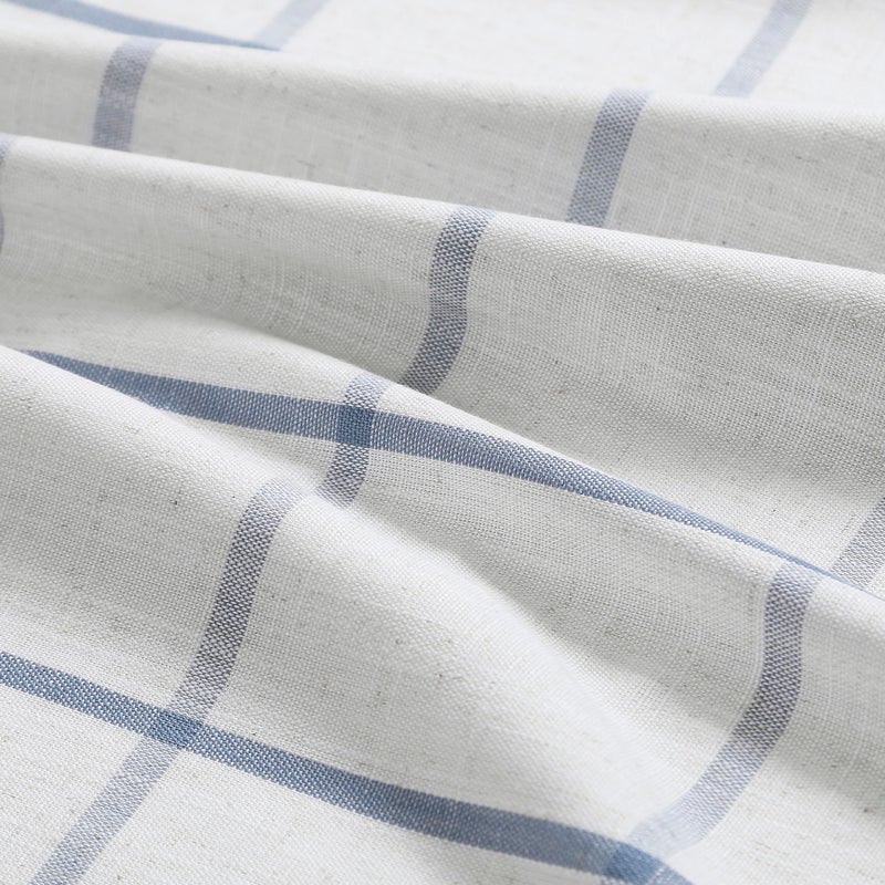 Vision Home Blue Plaid Linen Pinch Pleated Full Blackout Curtains Checkered Thermal Insulated Window Panels 90 inch for Bedroom Living Room Darkening Rustic Pinch Pleat Drapes with Hooks 40" Wx95 Lx2 - Image 5