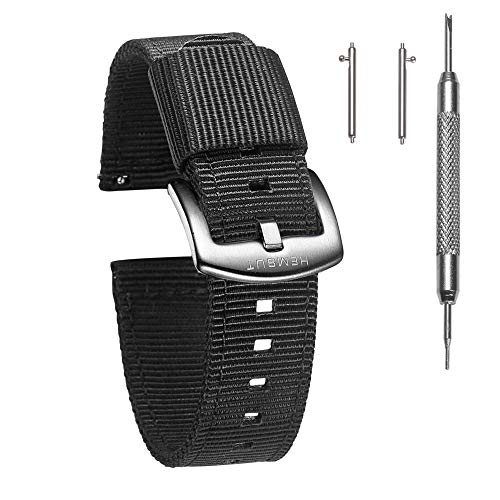 torbollo Quick Release Watch Bands - Choice of Color and Width (18mm, 20mm, 22mm or 24mm) Watch Straps, Quality Nylon Strap and Sturdy Brushed Buckle, 22mm / Large Wrist (7.1''-8.9'') - Image 1