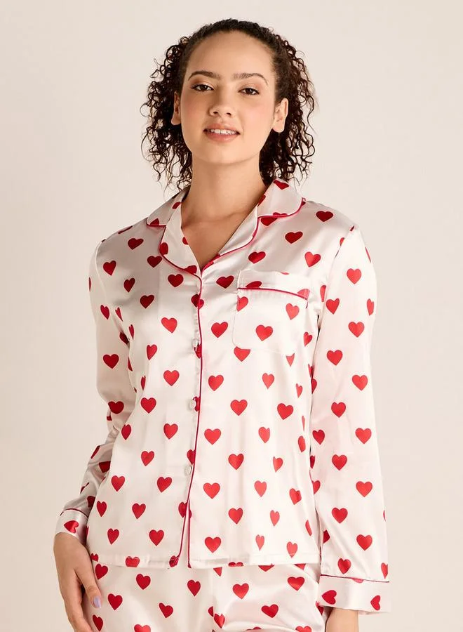 سبلاش فيڤ طقم بيجامة بأكمام طويلة وطبعة قلب