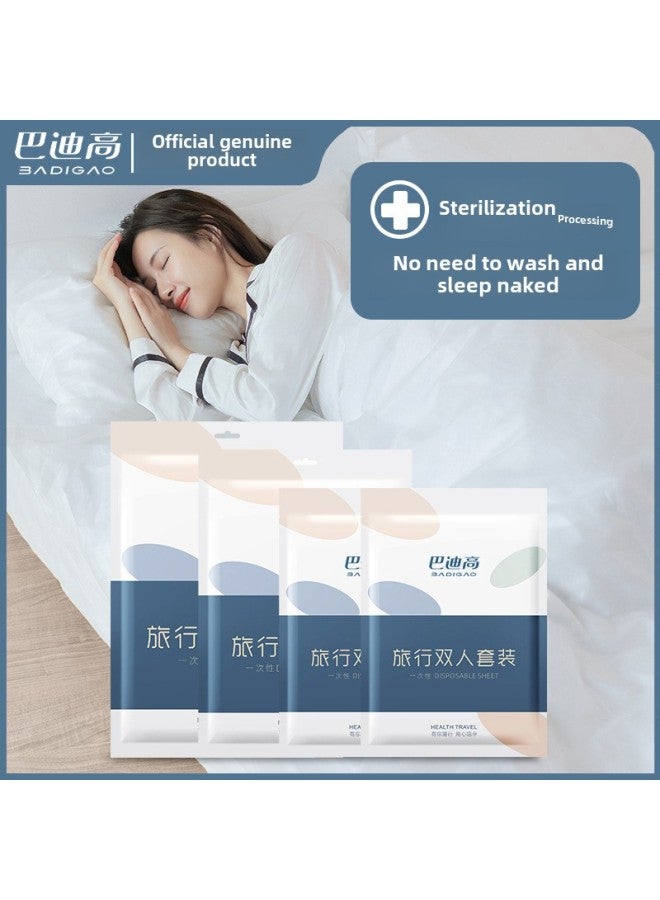 Buddy High Disposable Bed Sheet Quilt Cover Pillowcase Quilt Cover Four-piece Set Travel Hotel Double Bed Supplies Dirty-Color:Disposable Compression Socks For Women With Short Tube-white  - Image 2