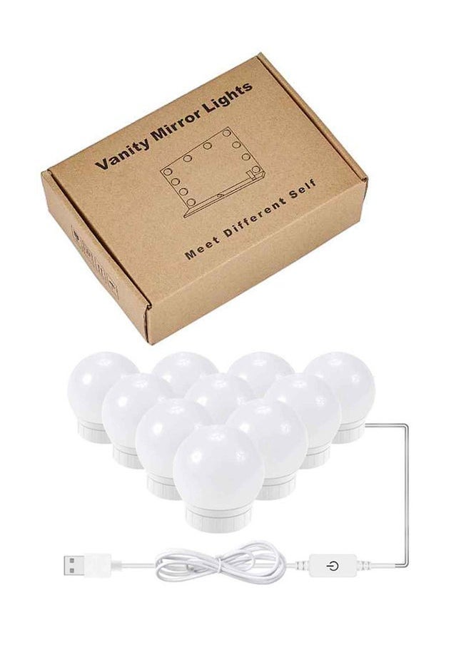 TIGER 10-Piece LED Vanity Mirror Bulbs – White, Dimmable Makeup Mirror Light Kit with USB Power, Stick-On Installation, Natural White Light for Dressing Tables, Bathrooms & Beauty Studios  - Image 1