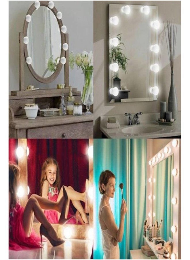 TIGER 10-Piece LED Vanity Mirror Bulbs – White, Dimmable Makeup Mirror Light Kit with USB Power, Stick-On Installation, Natural White Light for Dressing Tables, Bathrooms & Beauty Studios  - Image 4