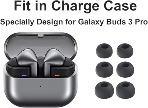 JNSA Replacement for Galaxy Buds3 Pro Earbuds Tips Silicone Ear Tips, Galaxy Buds 3 Pro Eartips S/M/L 3 Size 3 Pairs Upgrade Black 913b3 - Image 2
