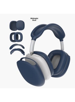 Suitable For Silicone Transparent Shell Apple AirPods Max Headset Shell Anti-collision Three-piece Set-Color:Midday Blue Four-piece Set-Model:Airpodsmax Protective Sleeve