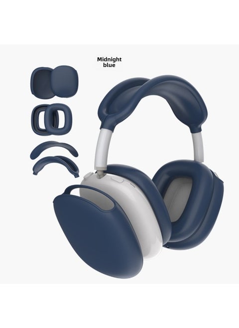 Suitable For Silicone Transparent Shell Apple AirPods Max Headset Shell Anti-collision Three-piece Set-Color:Midday Blue Four-piece Set-Model:Airpodsmax Protective Sleeve