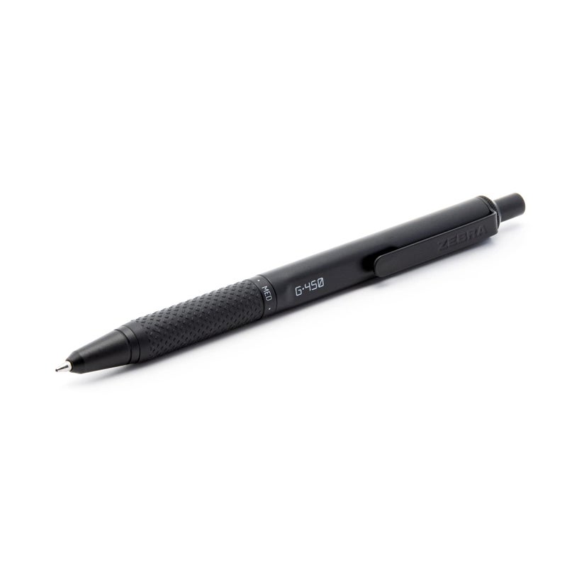 Zebra Pen G-450 Retractable Gel Pen, Black Brass Barrel, Medium Point, Black Ink, 2-Pack (49512) - Image 2