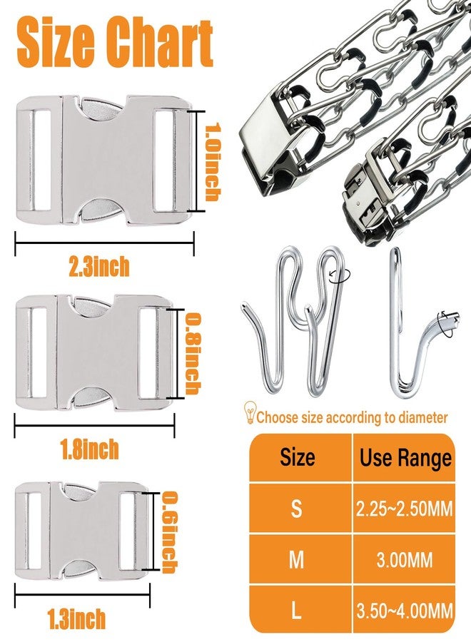 LonlyEagle Dog Collar Buckle,Fastener Stainless Steel Buckle for Prong Dog Training Collar & Quick Release with Buckle for Medium Large Dogs(Silver,M:2.8-3.2mm) - Image 2