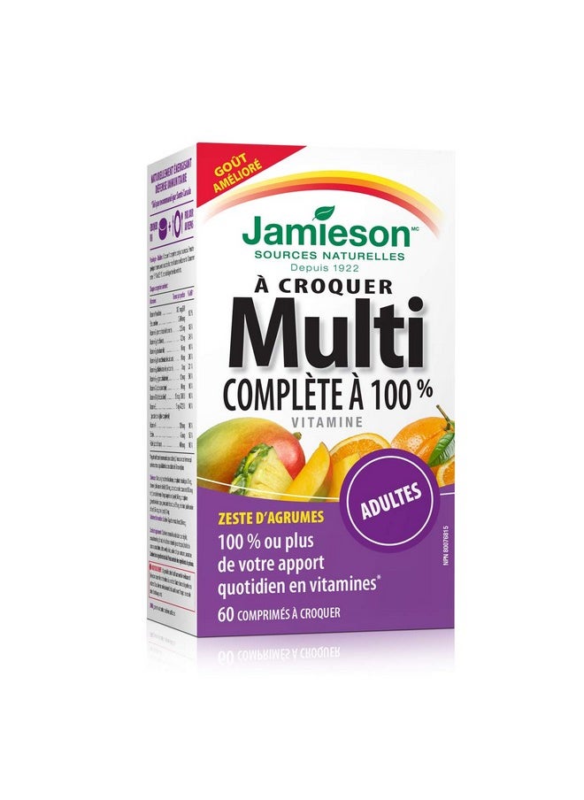 Jamieson 100% Complete Chewable Multivitamin for Adults Citrus Twist Multi, 60 chewable tablets