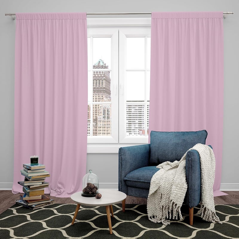 Parda Online Premium Blackout Curtains Set of 2 - Light Pink, 5 Feet - Image 2