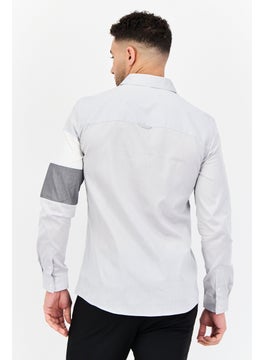 SELECTED Men Regular Fit Long Sleeve Solid Casual Shirt, Light Grey  - Image 2