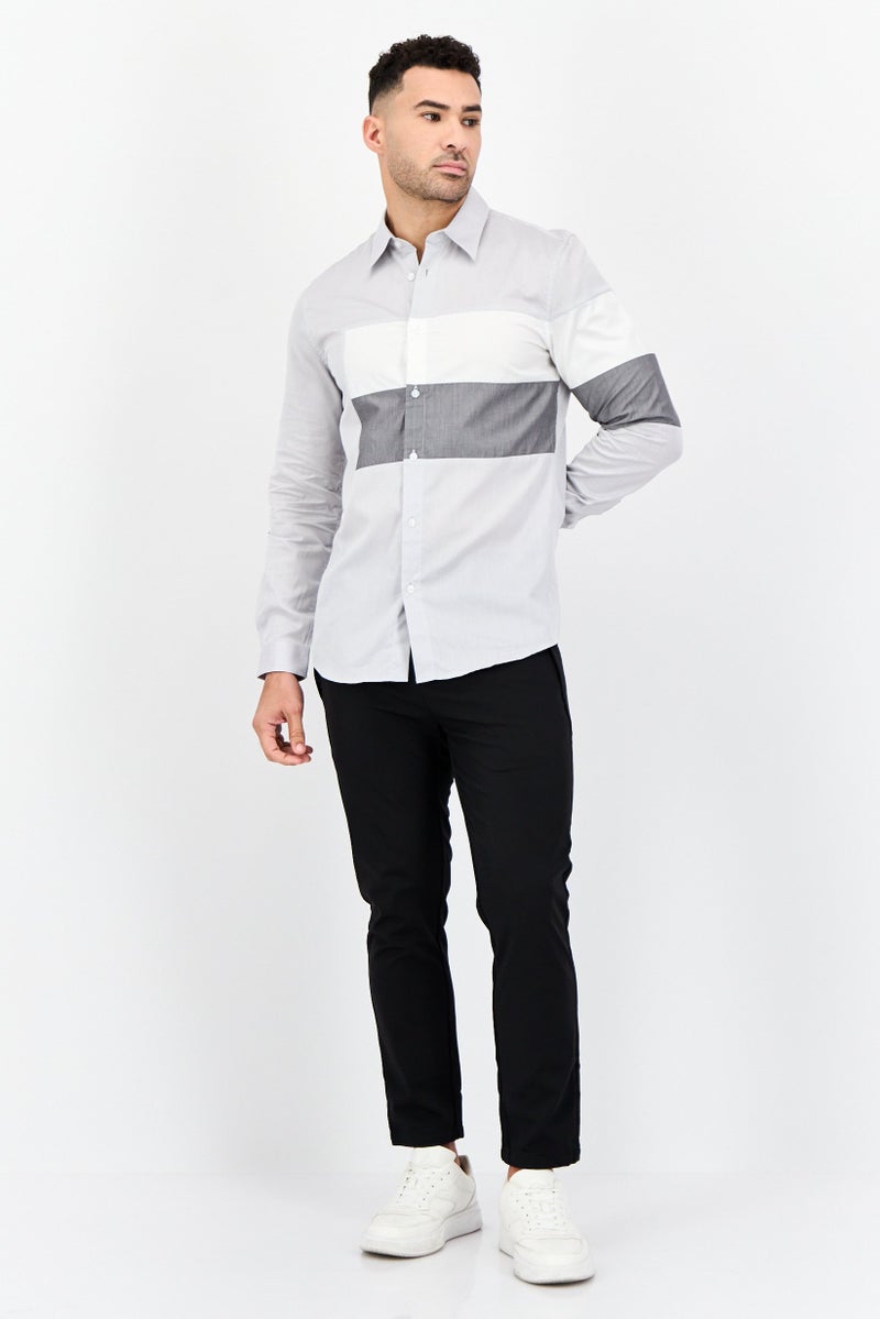 SELECTED Men Regular Fit Long Sleeve Solid Casual Shirt, Light Grey  - Image 3