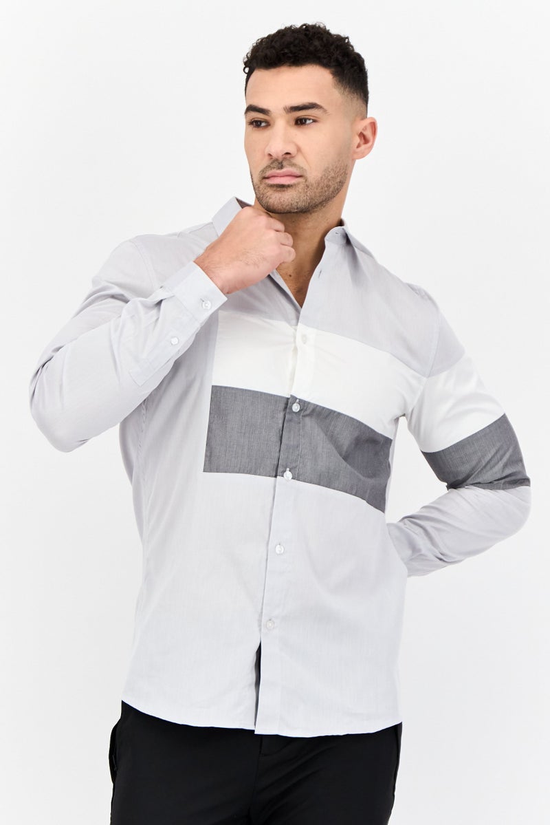 SELECTED Men Regular Fit Long Sleeve Solid Casual Shirt, Light Grey  - Image 1