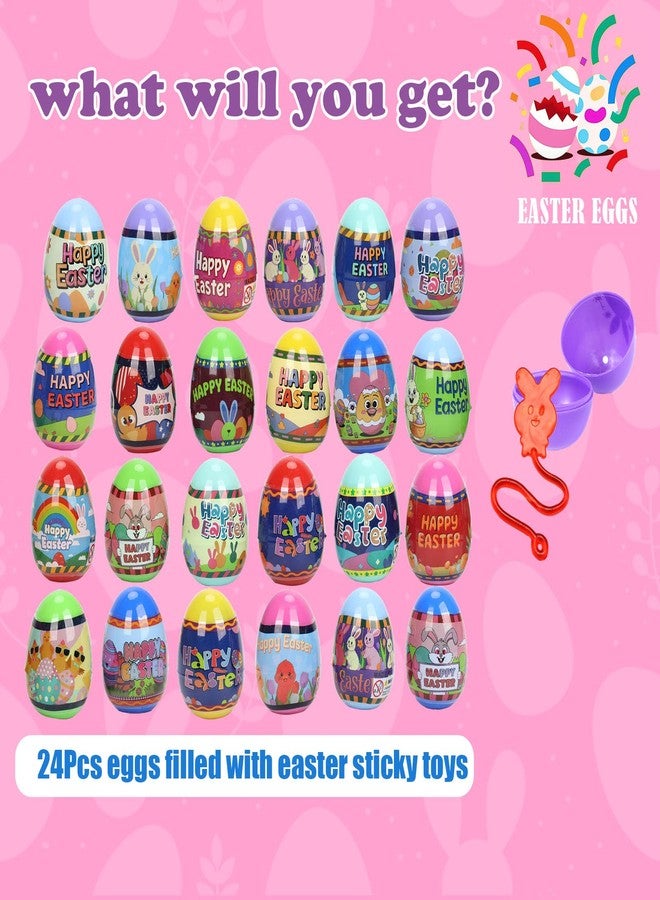 VOMAOK 24pcs Prefilled Easter Eggs with Easter Sticky Hands Toy Inside for Kids Boys Girls Easter Basket Stuffers,Eggs Hunt ,Party Favors - Image 2