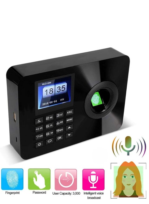 Fingerprint Password Attendance Machine  Biometric Attendance Device with 2.4 Inch TFT LCD Screen Employee Checking in Recorder Access Control Time Attendance Clock