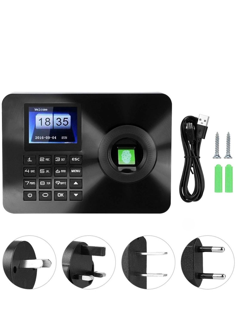 Fingerprint Password Attendance Machine  Biometric Attendance Device with 2.4 Inch TFT LCD Screen Employee Checking in Recorder Access Control Time Attendance Clock