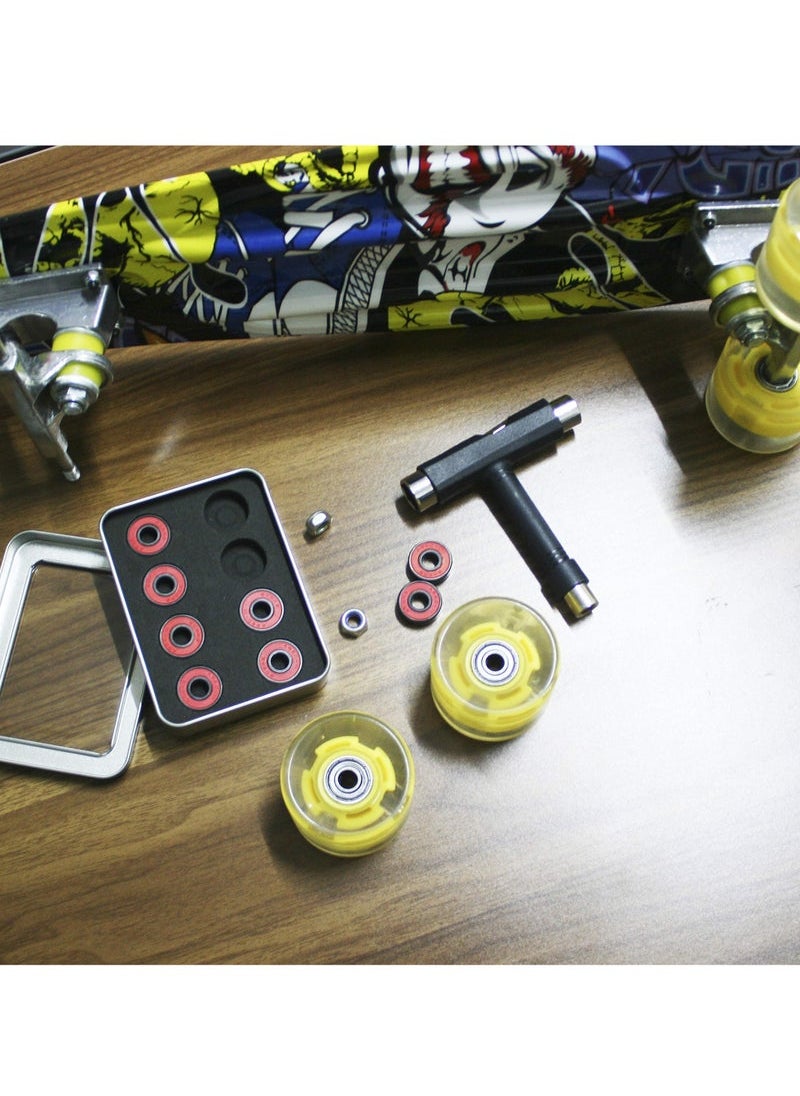 Bearing, 8 Pcs Ceramic Skateboard Bearings High Speed Double Shielded 608 RS ABEC-11Miniature Ball Bearings for Motor, Skateboards, Inline Skates, Scooters (8*22*7 mm)