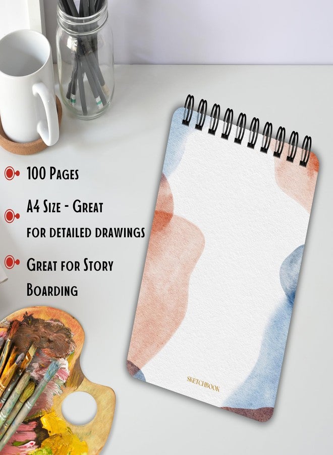 EKDALI Wiro Bound Sketch Book| Spiral bound at top | A4 Size| Pages 150 GSM| Natural Shade Paper| Ideal for artists and beginners | 100 pages - 50 sheets | ideal for sketching drawing doodling (Blue & Brown) - Image 5