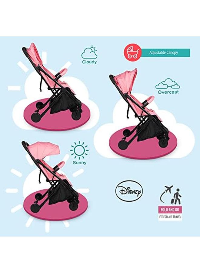 Disney Princess Travel Stroller 0 36 Months Compact Design Storage Basket Rear Breaks Travel Compatible Trolley Handle And More. - Image 4