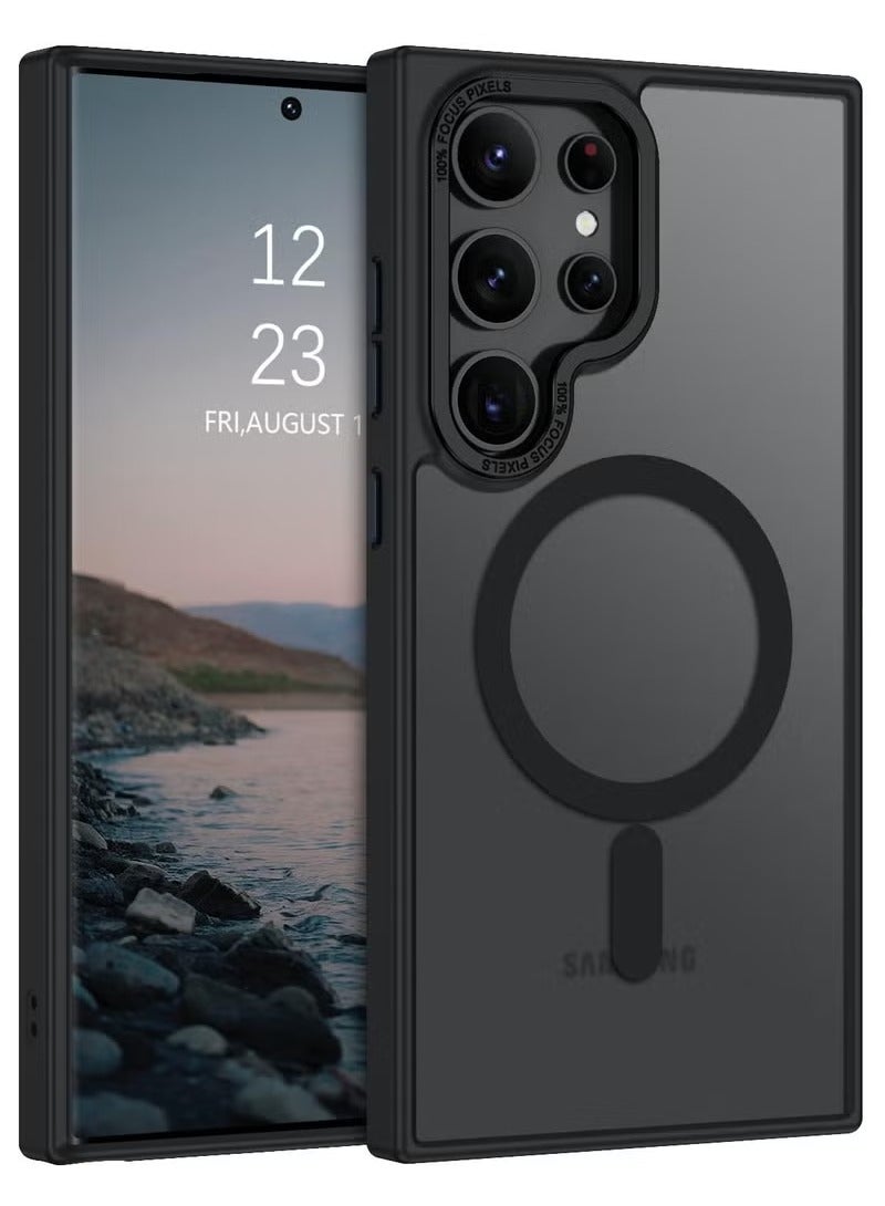 ايليجو جراب لموبايل سامسونج S24 الترا من ايليجو، متوافق مع ماج سيف، غطاء خلفي مغناطيسي شفاف غير لامع مضاد للصدمات مغناطيس قوي، موبايل رفيع ورفيع لحماية كاملة لهاتف جالاكسي 5G (أسود) - Image 1