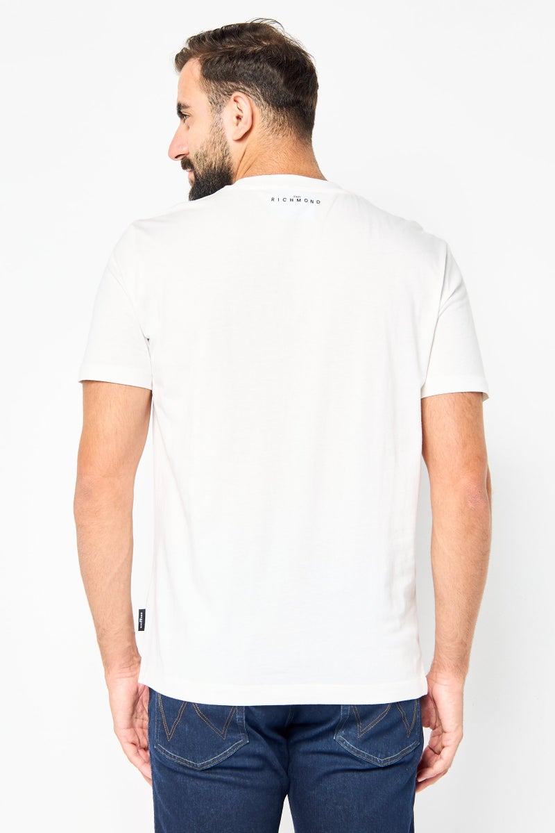 JOHN RICHMOND Men Crew Neck Short Sleeve Graphic Print T-shirt, White - Image 4