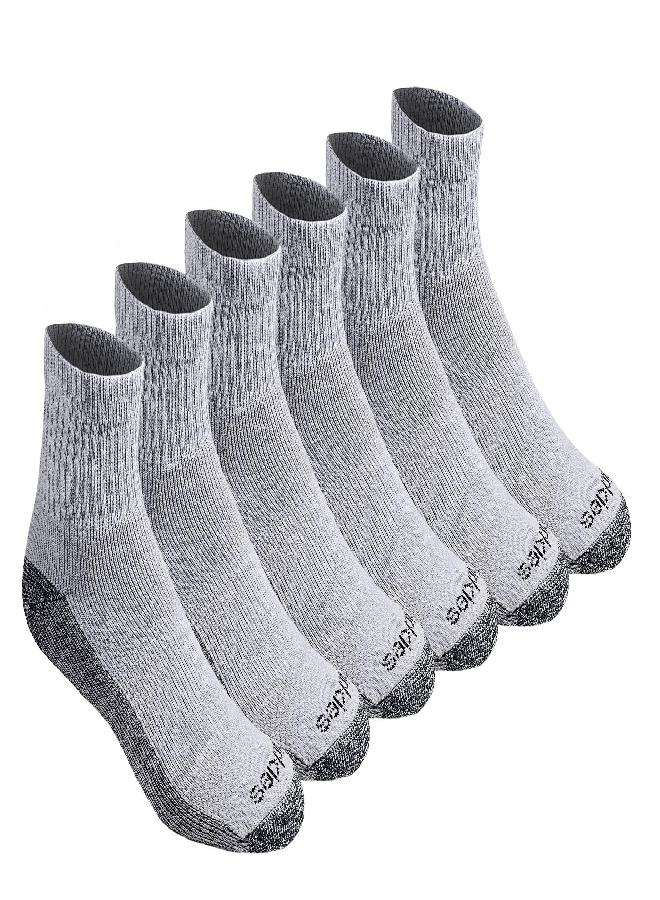 Dickies Dickies Men's Dri-tech Moisture Control Quarter Socks Multipack, Grey (6 Pairs), Shoe Size: 6-12