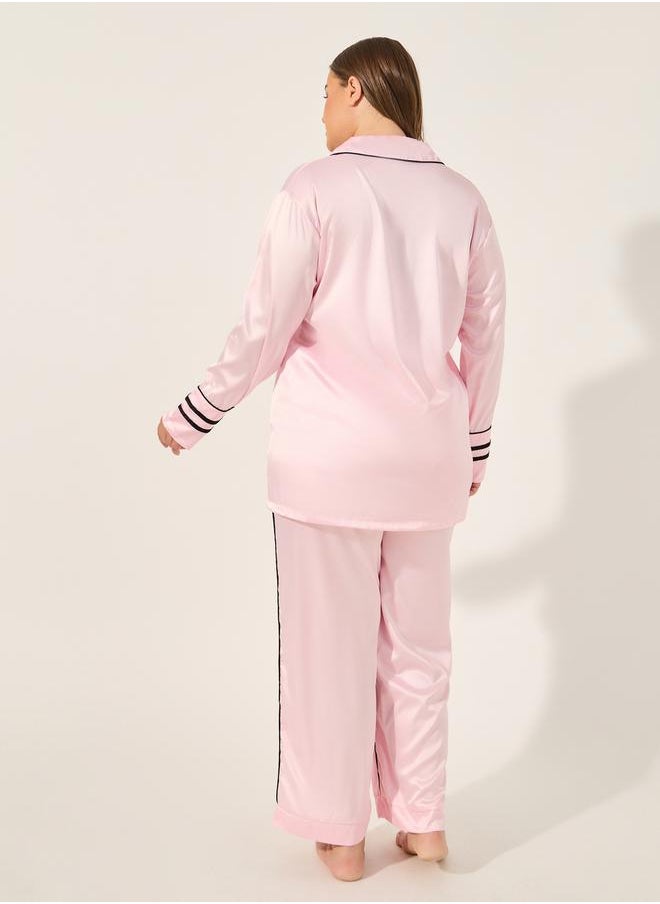 Styli PIPED STRIPE DETAIL LONGLINE SHIRT and PJ SET  - Image 4