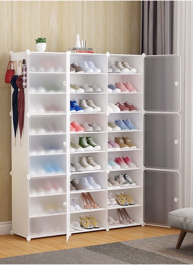 fashionhome - Multi-Tiers Household Adjustable New Design Modular Shoe Storage Rack with Hanger 124 x 32 x 139 Centimeter - Image 1