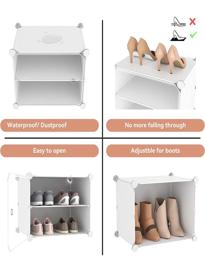 fashionhome - Multi-Tiers Household Adjustable New Design Modular Shoe Storage Rack with Hanger 124 x 32 x 139 Centimeter - Image 1