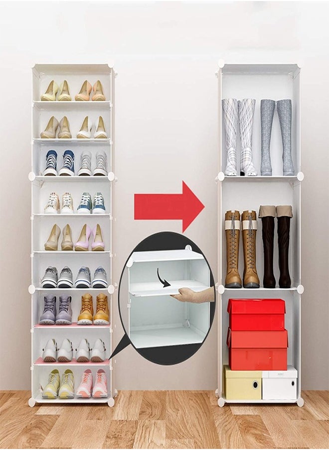 fashionhome - Multi-Tiers Household Adjustable New Design Modular Shoe Storage Rack with Hanger 124 x 32 x 139 Centimeter - Image 1