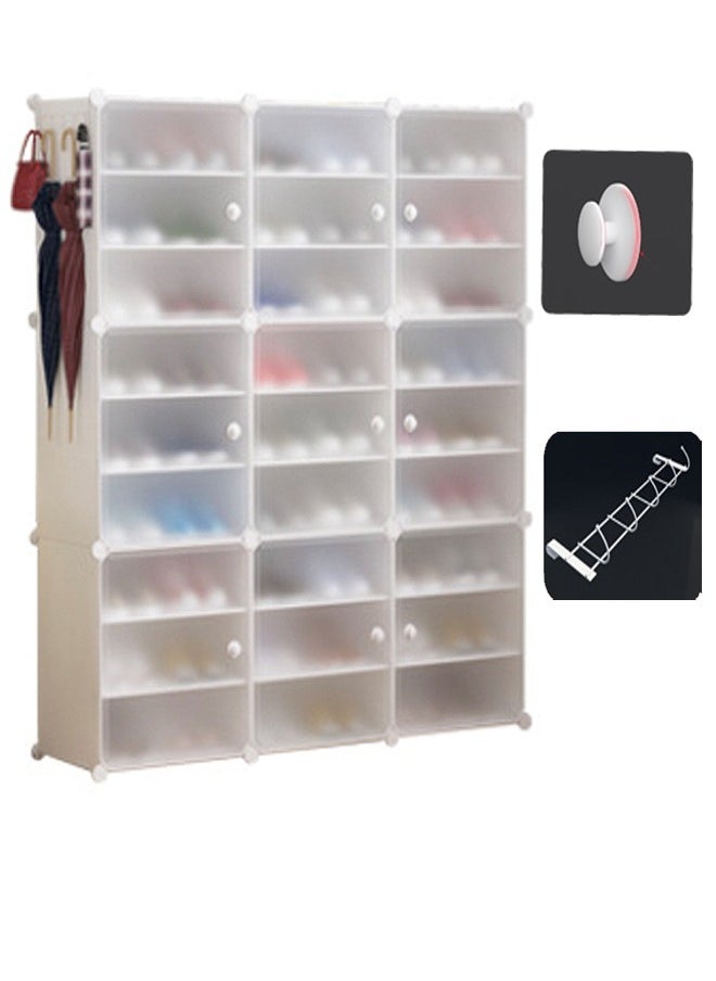 fashionhome - Multi-Tiers Household Adjustable New Design Modular Shoe Storage Rack with Hanger 124 x 32 x 139 Centimeter - Image 1