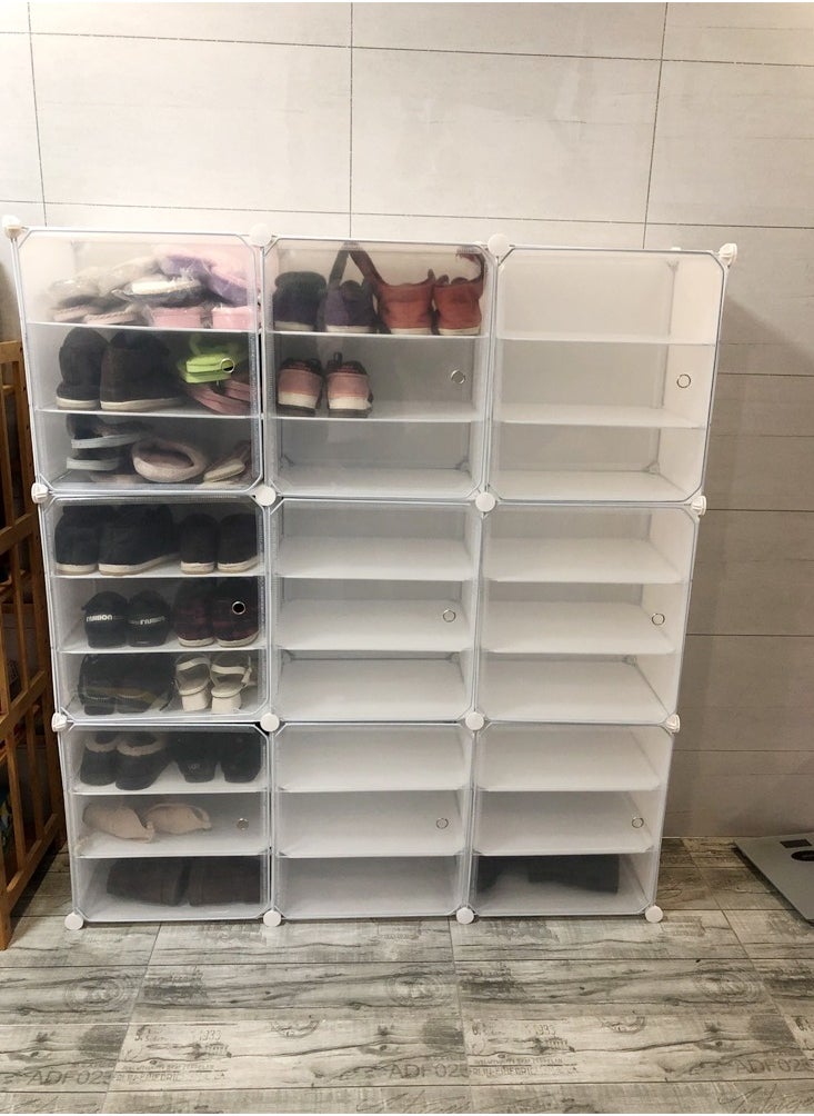 fashionhome - Multi-Tiers Household Adjustable New Design Modular Shoe Storage Rack with Hanger 124 x 32 x 139 Centimeter - Image 1