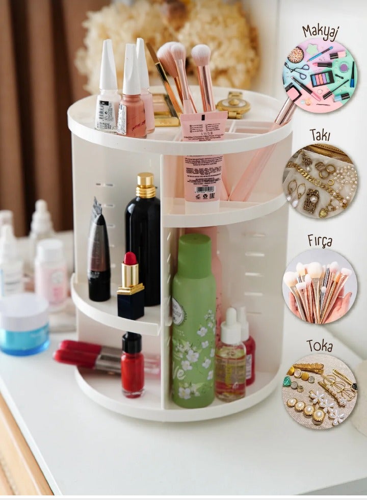 10LOVE White makeup organizer that rotates 360 degrees - Image 2