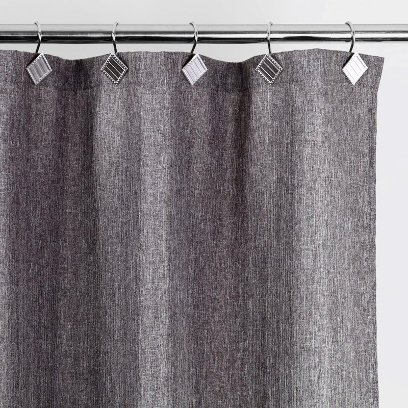 Popkozzi Geometric Shower Curtain Hooks Rings: Rust Proof Brushed Nickel Diamond Metal Decorative Shower Curtain Rings - Modern Elegant Silver Shower Curtain Rod Hooks Hangers for Bathroom - Set of 12 - Image 3