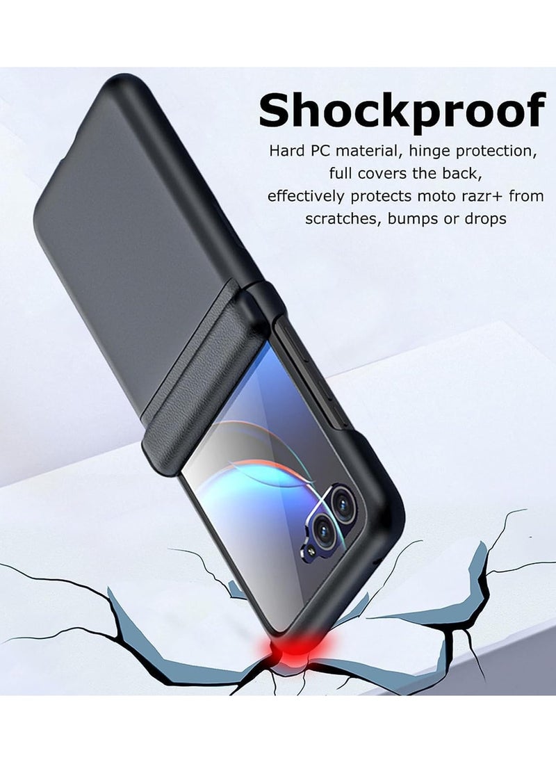 General - Motorola Razr 40 Ultra 2023 Case with Glass External Screen Protector, Leather Case with Hinge Protection, Slim Hard PC Full Coverage Phone Case - Image 1
