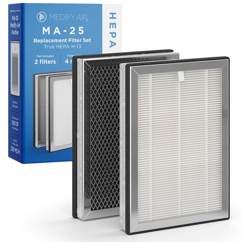 Medify Air Medify MA25 Genuine Replacement Filter Set for Allergens Smoke Wildfires Dust Odors Pollen Pet Dander 3 in 1 with Prefilter True HEPA H13 and Activated Carbon for 999 Removal 1Pack - Image 2
