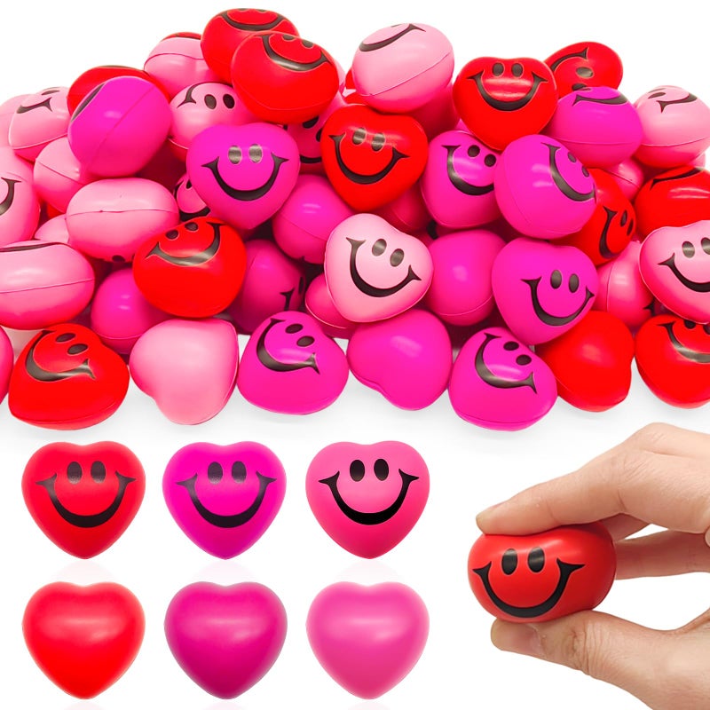 Jgalnim 30 Pieces Heart Stress Relief Balls3 Colors Mini Heart BallsSmile Funny Face Foam Balls for Valentine DaySchool Carnival RewardParty Gift Bag Fillers - Image 3