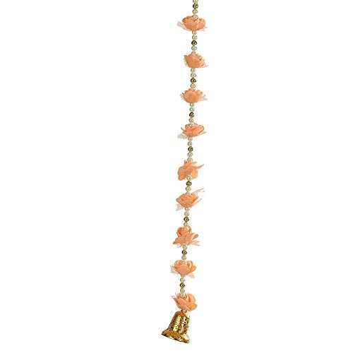 Qtsy Add Festive Charm to Your Home with Our Artificial Marigold Fluffy Flowers and Big Bell Garlands Door Toran Set - Perfect Door Hangings for Vibrant Decoration - Image 2