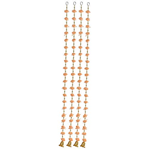 Qtsy Add Festive Charm to Your Home with Our Artificial Marigold Fluffy Flowers and Big Bell Garlands Door Toran Set - Perfect Door Hangings for Vibrant Decoration - Image 1