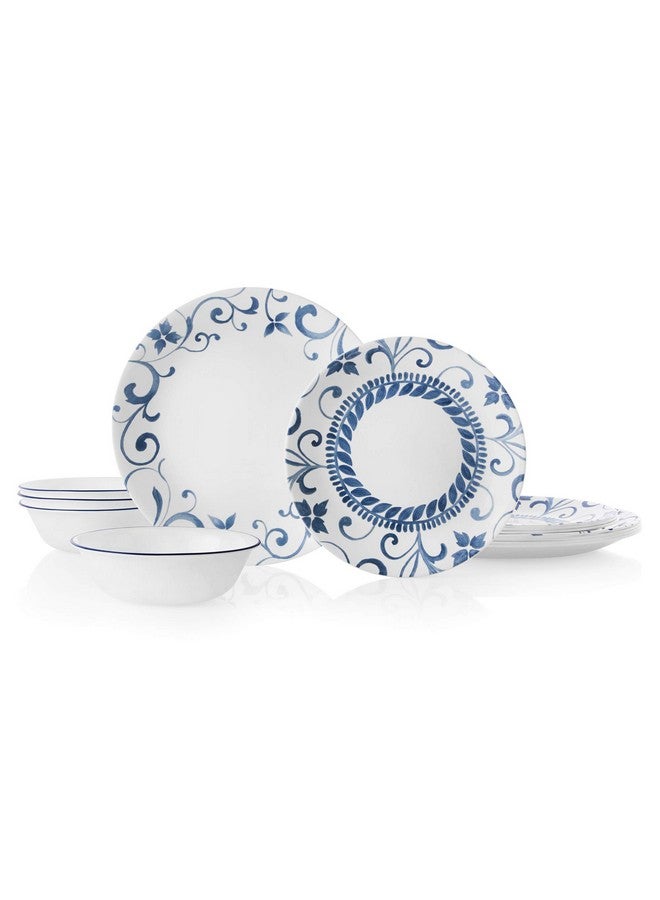 Corelle طقم أدوات مائدة كوريل مكون من 12 قطعة خدمة لـ 4، مقاوم للتشقق، زجاج، أرتميس، فيتريل - Image 1