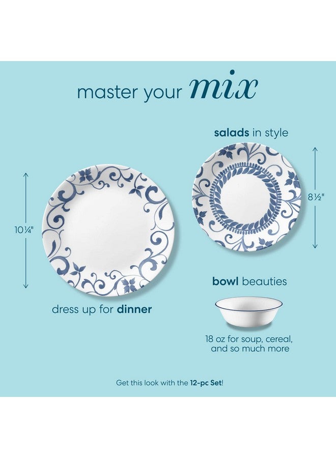 Corelle طقم أدوات مائدة كوريل مكون من 12 قطعة خدمة لـ 4، مقاوم للتشقق، زجاج، أرتميس، فيتريل - Image 2