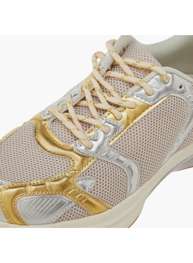 ميسي Women Panelled Sneakers with Lace-Up Closure