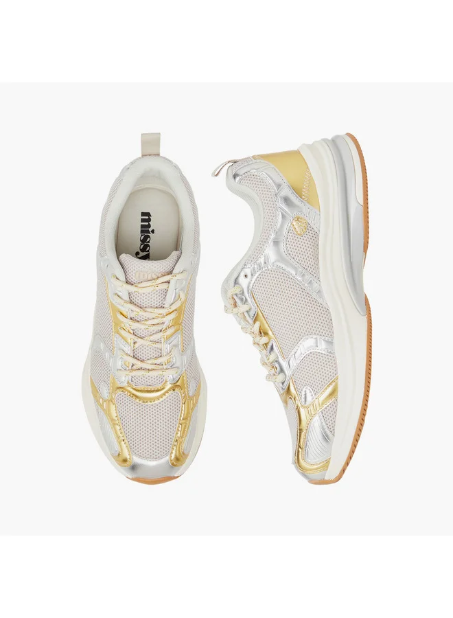 MISSY Women Panelled Sneakers with Lace-Up Closure