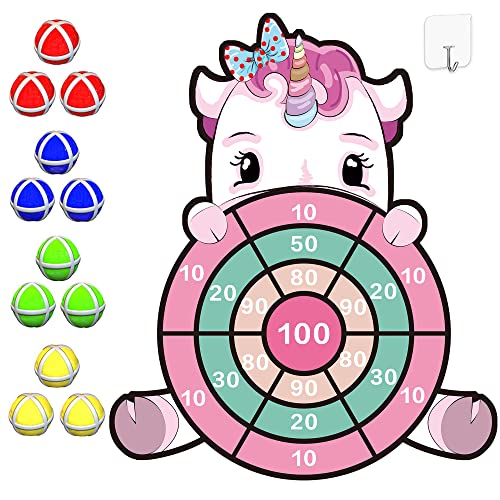 HONGID Unicorn Toys for 312 Year Old Girls25Large Dart Board Kids Toys for 612 Year Old Girls Teens Party Outdoor GamesChristmas Birthday Gifts for Girls Age 312 Pink KL2022 - Image 1