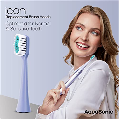 AquaSonic Icon Replacement Brush Heads | Compatible with AquaSonic Icon Toothbrush | 2 Brush Heads | for Normal & Sensitive Teeth (Lilac) - Image 2