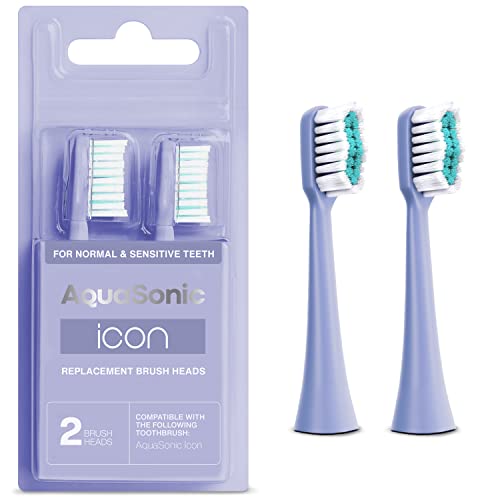 AquaSonic Icon Replacement Brush Heads | Compatible with AquaSonic Icon Toothbrush | 2 Brush Heads | for Normal & Sensitive Teeth (Lilac) - Image 1
