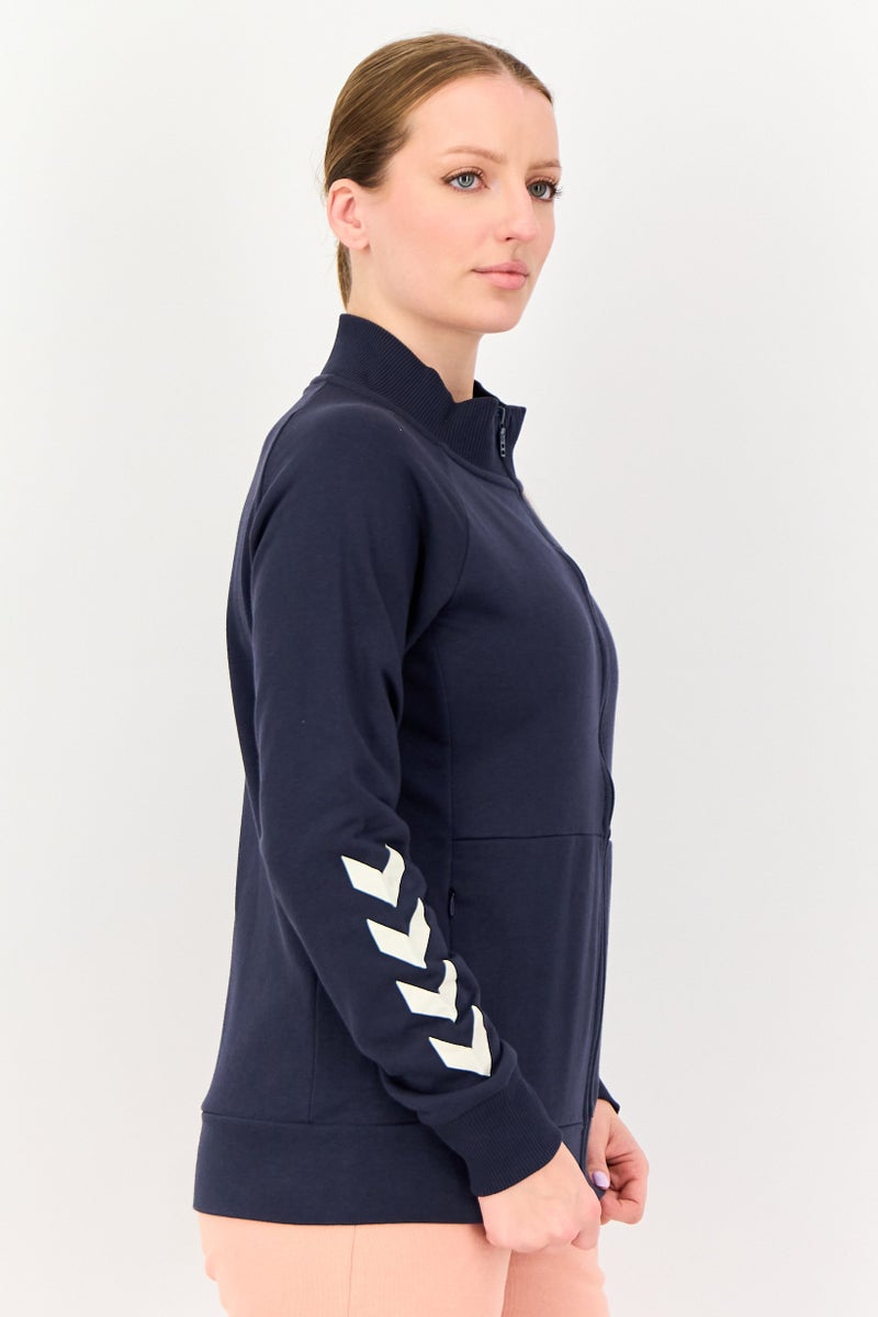 Hummel Women Sportswear Fit Long Sleeve Outdoor Sweatshirt, Navy - Image 2