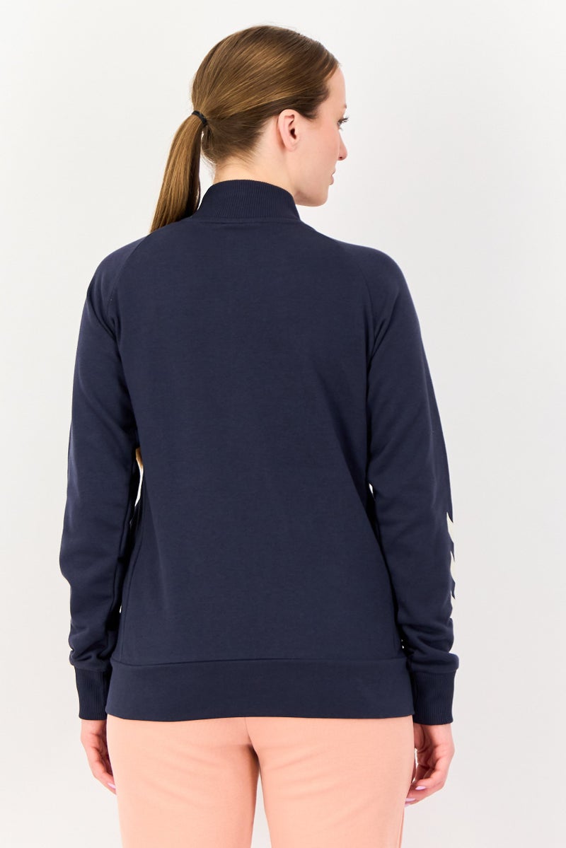 Hummel Women Sportswear Fit Long Sleeve Outdoor Sweatshirt, Navy - Image 3