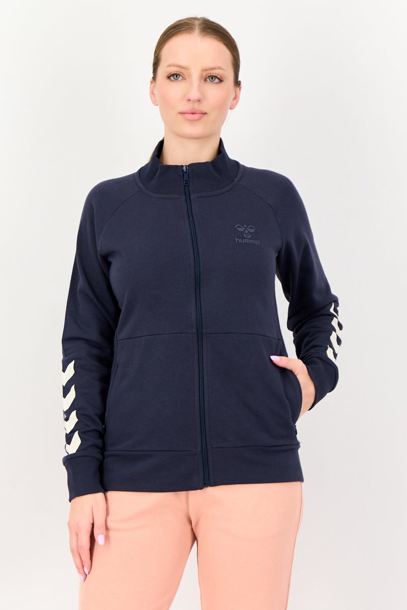 Hummel Women Sportswear Fit Long Sleeve Outdoor Sweatshirt, Navy - Image 1
